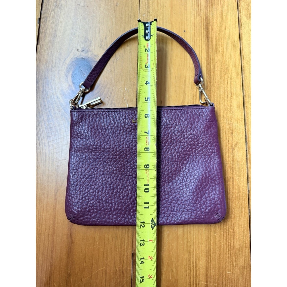 LODIS Emily Burgundy Pebbled Leather Convertible Shoulder Bag Wristlet or Clutch - Picture 5 of 10
